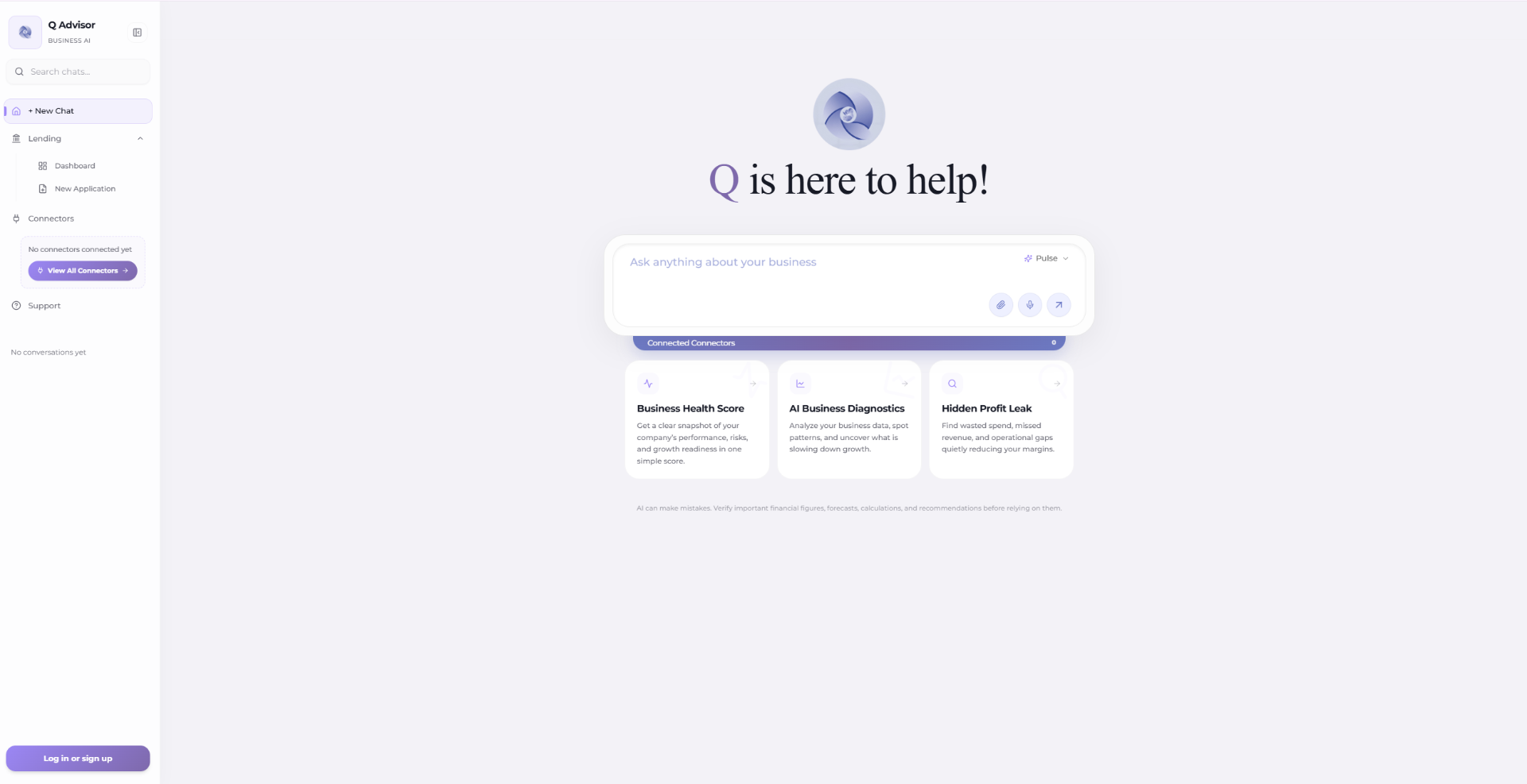 QBiz AI Business Advisor interface